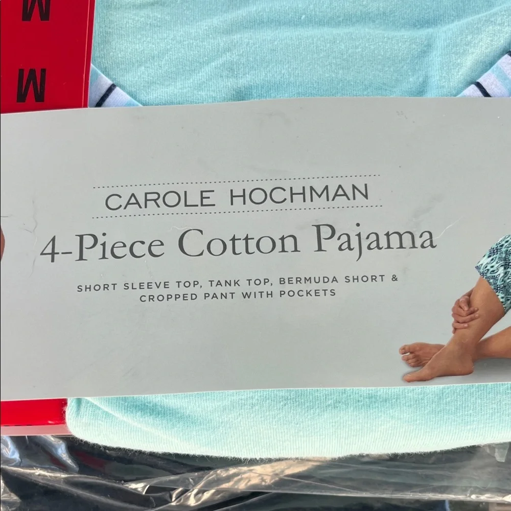 Midnight by Carole Hochman Women's Light Blue Pajama Set nwt 4-piece - Picture 3 of 9